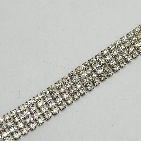 Vintage Clear Rhinestone Bracelet Sparkling Crystal Jewelry Elegant Statement Pi - Picture 5 of 8